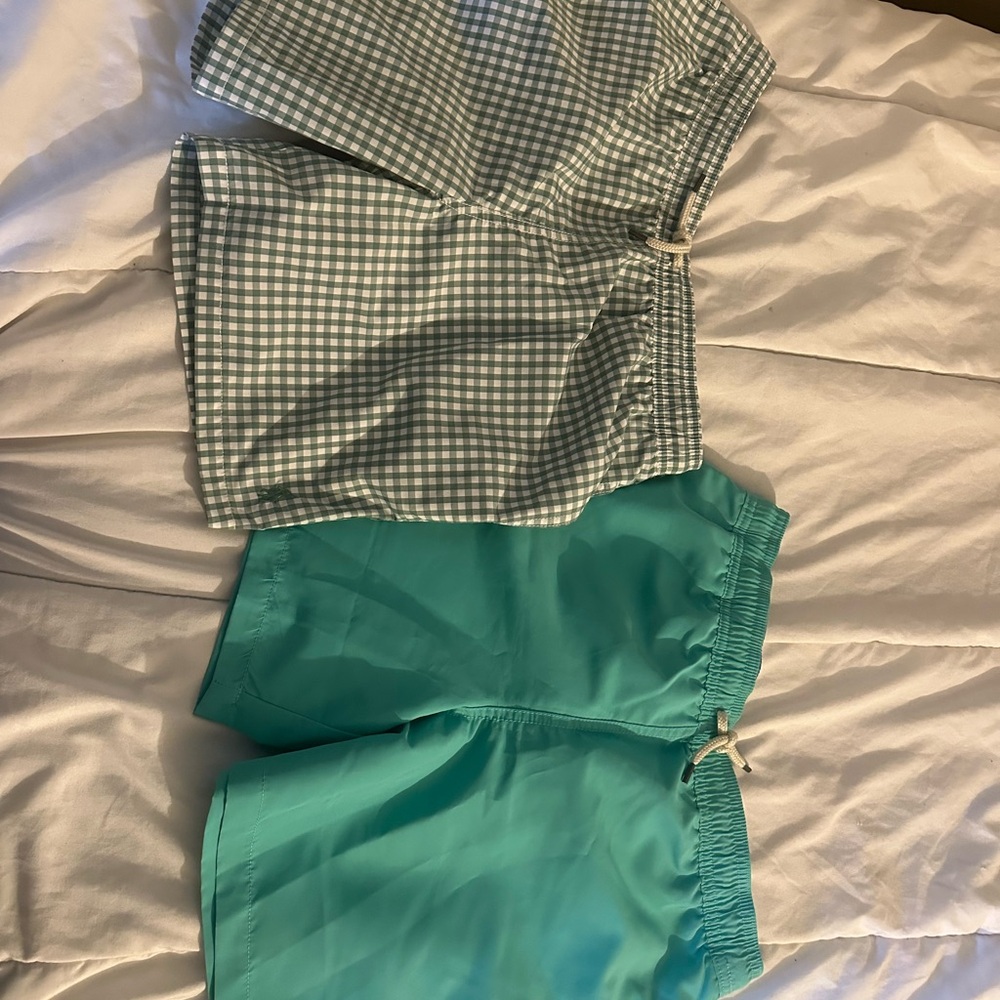 Never worn) Ralph Lauren Green Checkered Swim Trunks